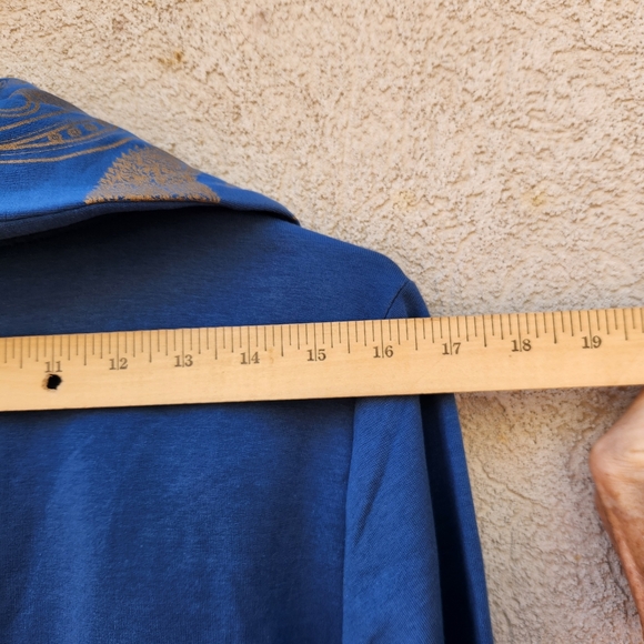 CIRQUE DU SOLEIL Women's Jacket Medium Blue Shawl Collar Gold Paisley Floral - Picture 10 of 13